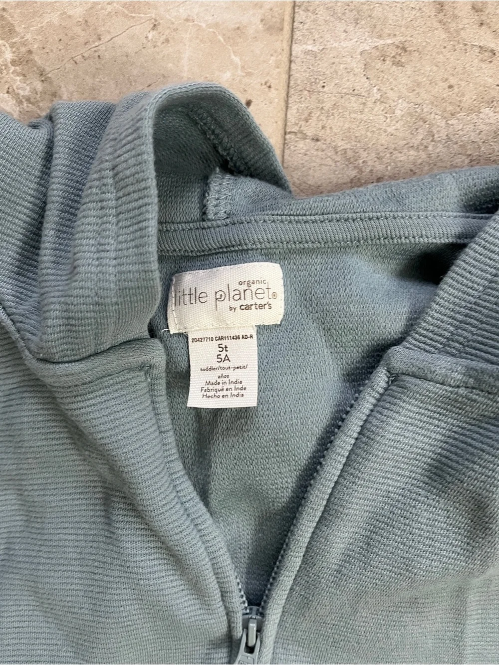 Kids Zip-Up Hoodie in Dusty Blue with Hood